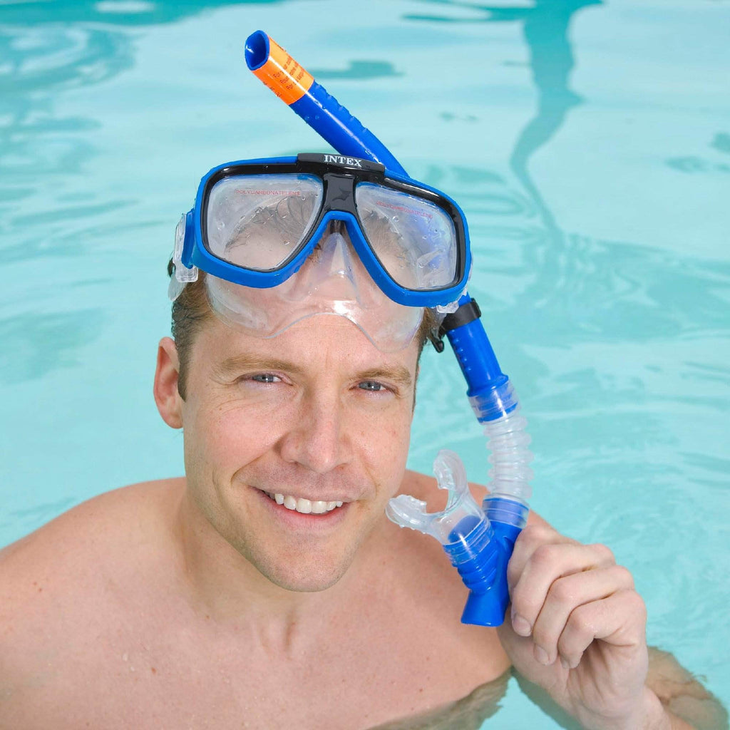 Intex 55648E Reef Rider Swim Set Mask With Snorkel Blue 19.5 X 8.75 X 3.375''