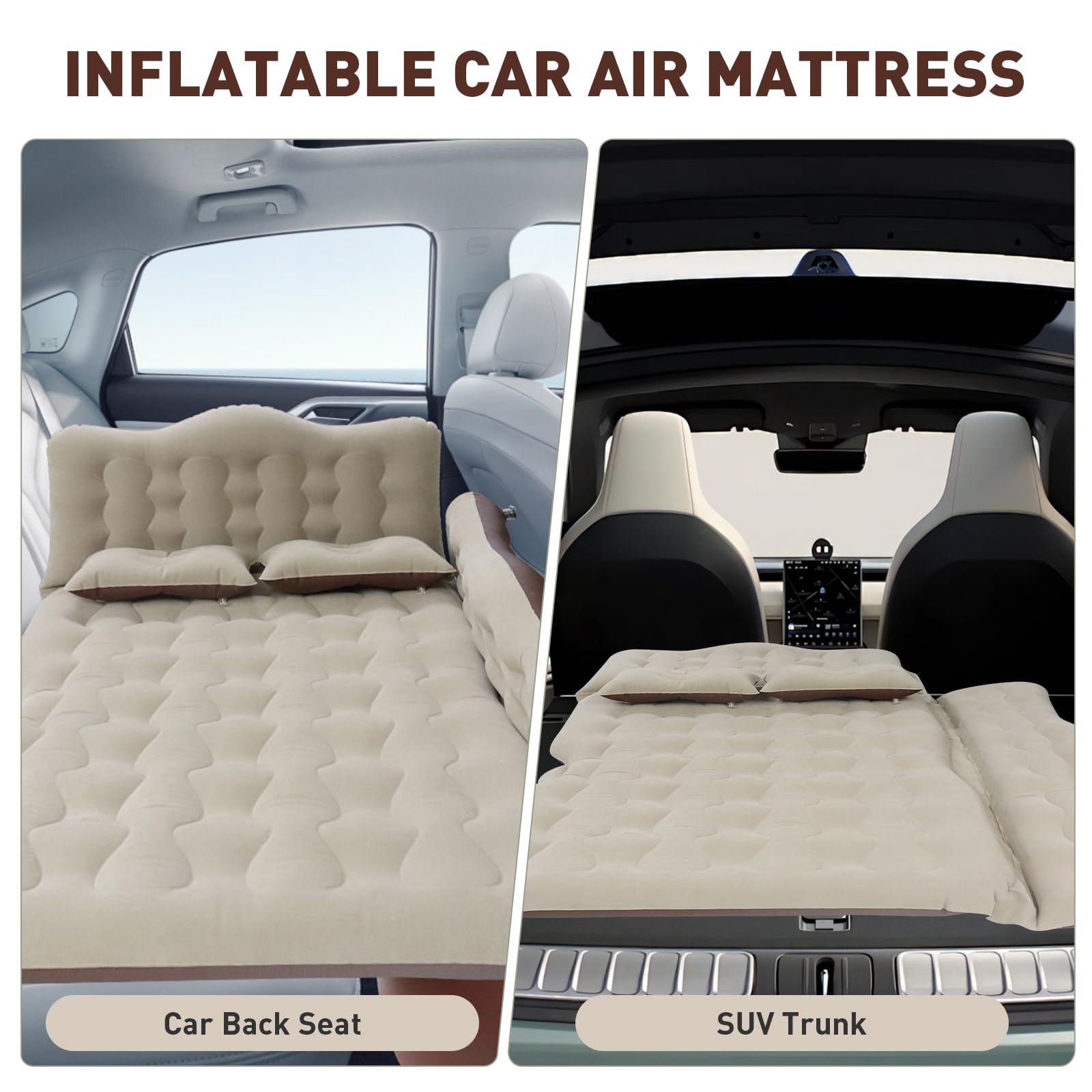 Iswees Car Bed Suv Air Mattress, Car Air Mattress With Electric Pump, 2 Inflatable Pillows And 2 Footrests For Back Seat, Side S