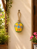 DULI SwissStyle Metal Hanging Bell for Main Door & Wall Dcor | Vastu Feng Shui Decorative Bell with YellowBlue Floral Design |