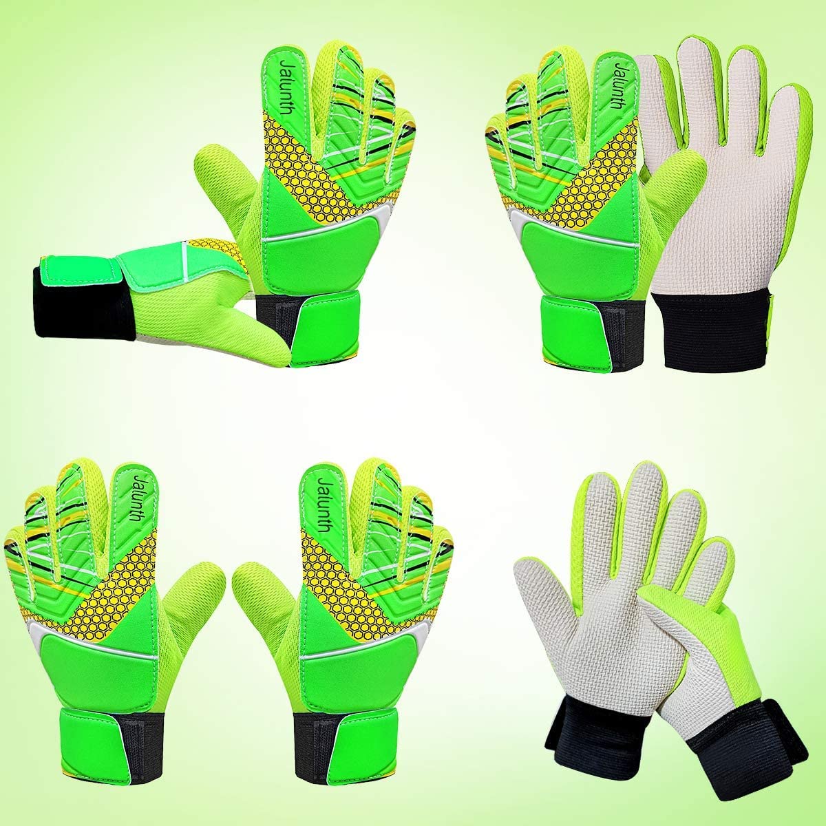 Jalunth Goalkeeper Goalie Soccer Gloves Kids Youth Goal Keeper Field Player Glove Boys Girls Ages 4-6 Years Old Anti-Slip Latex