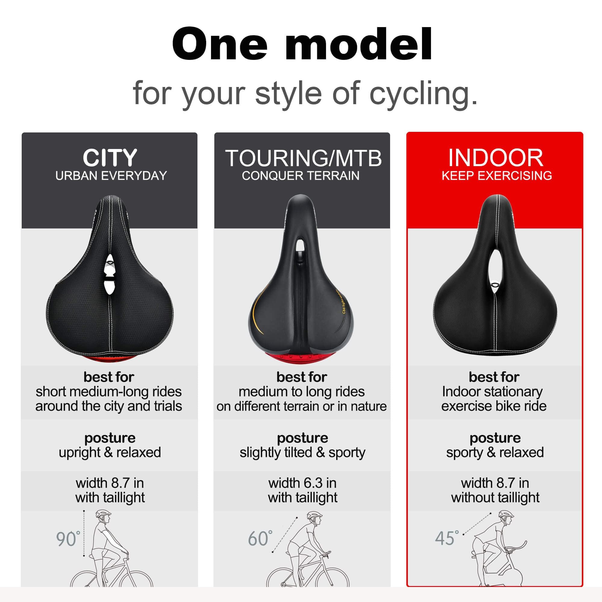Daway Comfortable Wide Bike Seat - C10 Soft Foam Padded Exercise Bicycle Saddle For Men Women Seniors, Shock Absorbing, Universa