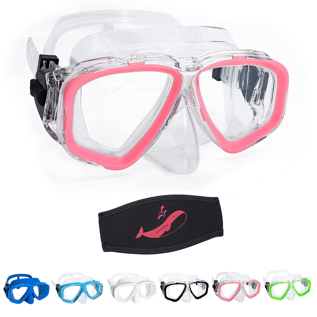 Youth Diving Goggles Nose Cover Kids Scuba Mask Goggles Swim Kids Snorkeling Gear A Swim Mask With Neoprene Mask Pad (Pink)