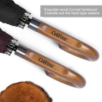 G4Free 52/62Inch Wooden J Handle Golf Umbrella Windproof Classic Stick Wedding Cane Umbrellas, Auto Open Cane Hook Handle