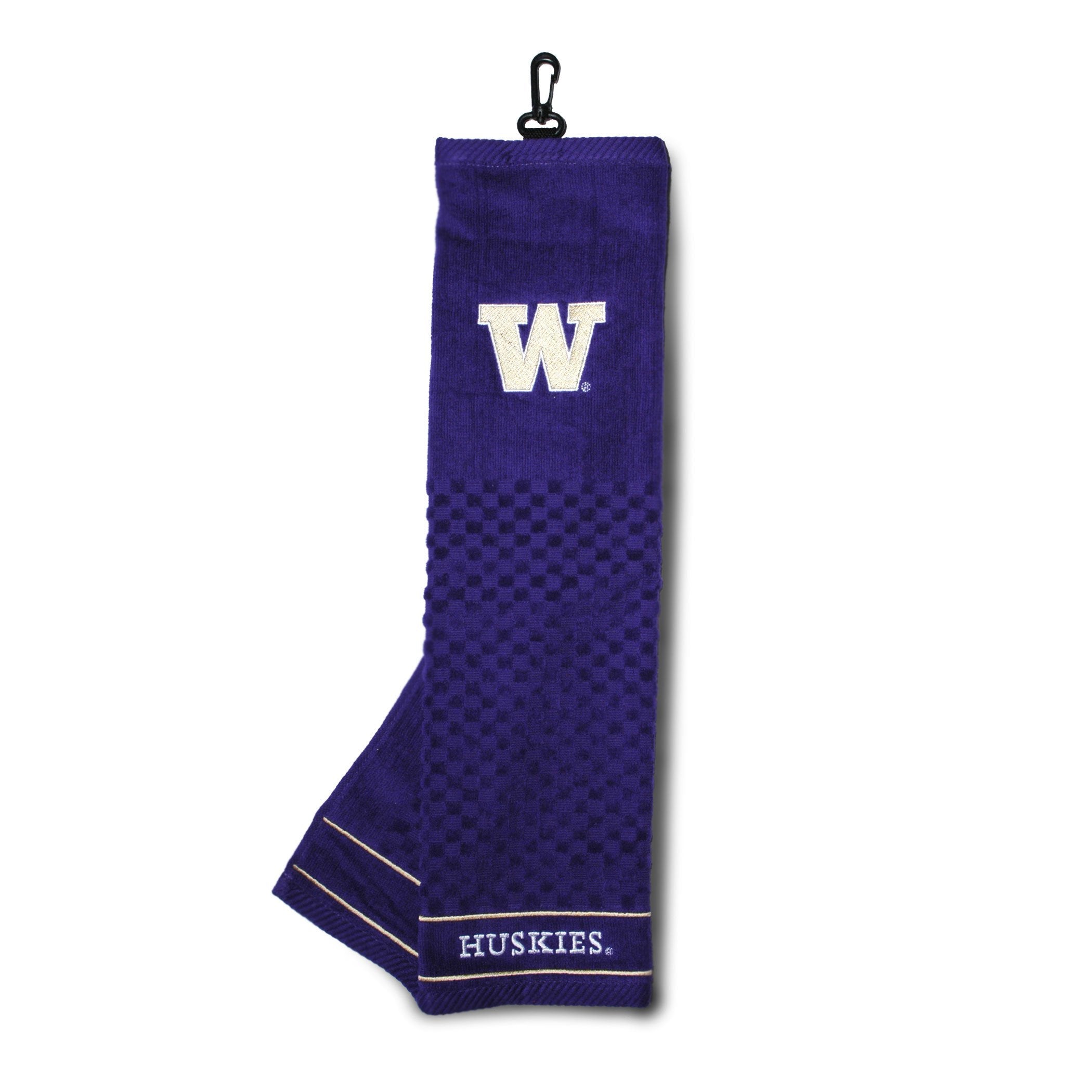 Team Golf Ncaa Washington Huskies Embroidered Golf Towel Embroidered Golf Towel, Checkered Scrubber Design, Embroidered Logo