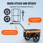 Vevor Bike Cargo Trailer, 88 Lbs Load Capacity, Heavy-Duty Bicycle Wagon Cart, Foldable Compact Storage With Universal Hitch, Wa