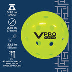 Vulcan | Vpro Flight Outdoor Pickleball | Official Ball Of The Ppa Tour & Mlp | Hi-Vis Yellow | 36 Pack