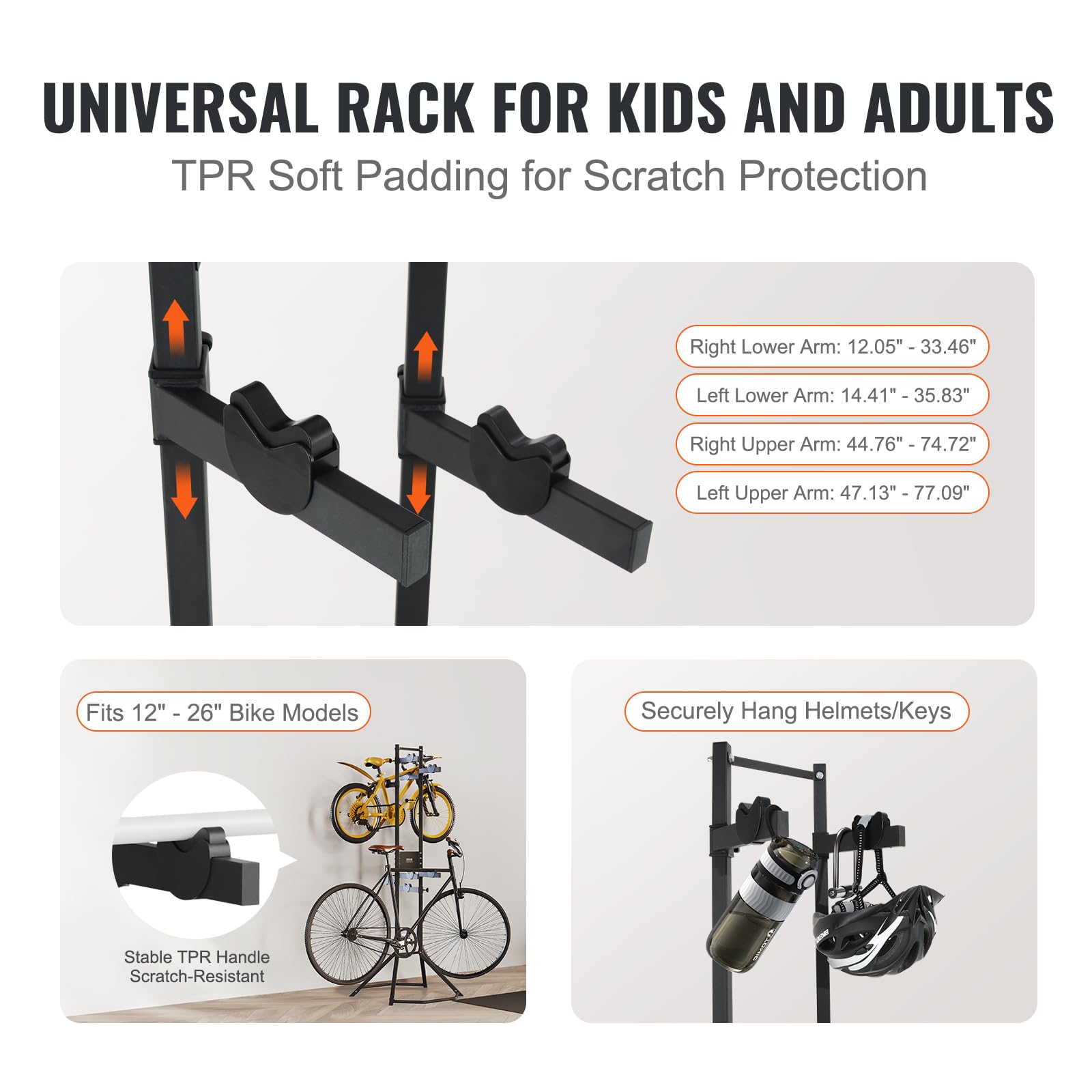 Vevor 4 Bike Storage Rack, Free Standing Gravity Wall Vertical Bike Rack, Fully Adjustable Bike Rack Garage, Sturdy Steel & Easy