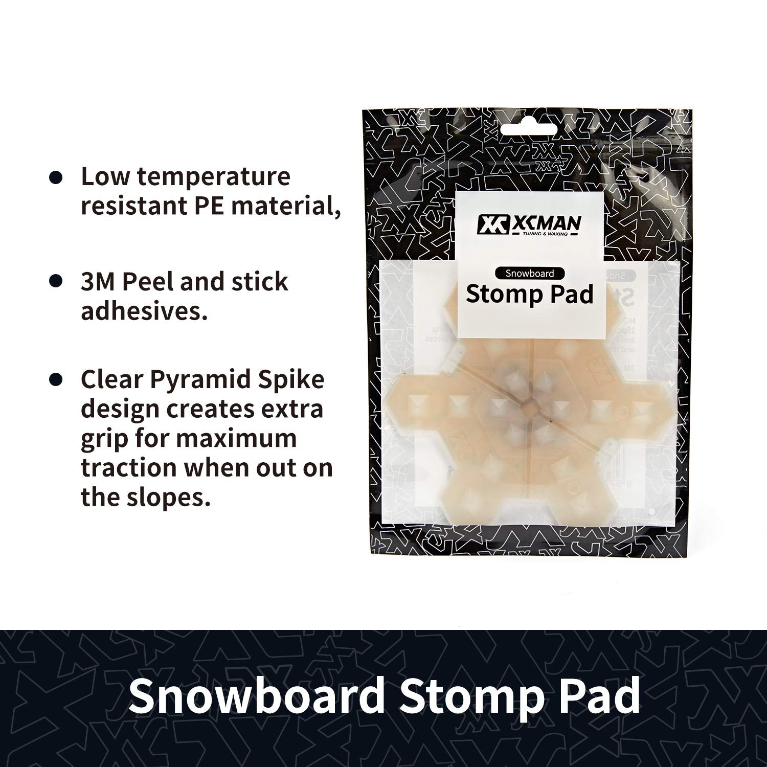 Xcman Snowboard Clear Spike Stomp Pad Anti-Slip,Provides Extra Grip And Pperfect Traction With 3M Adhesives 5.2 X 5.2 Inch