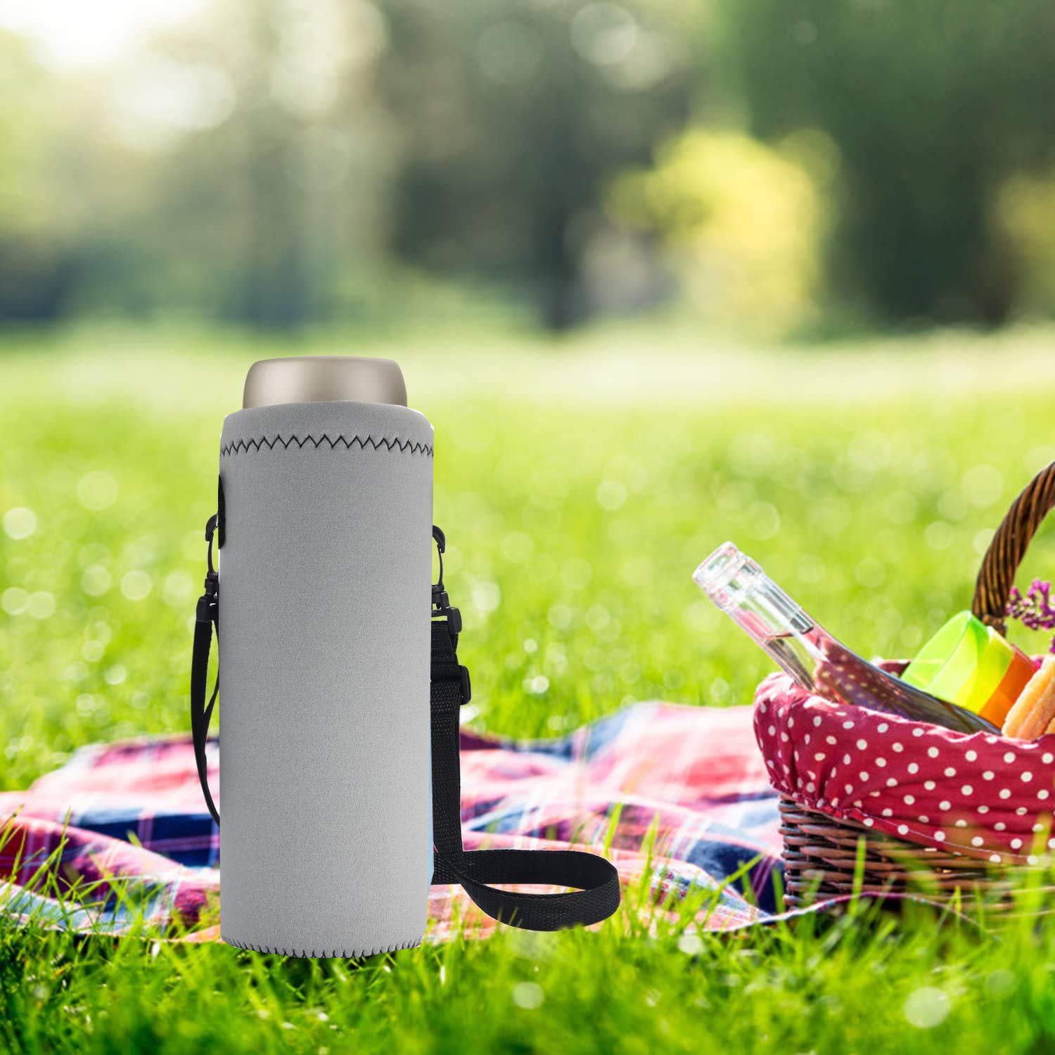 Aupet Water Bottle Carrier,Insulated Neoprene Water Bottle Holder Bag Case Pouch Cover 500Ml Adjustable Shoulder Strap, Great Fo