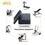 Treadmill Mat Pads, Exercise Equipment Mat With High Density Rubber For Protect Floors 3.94'' X 3.94'' X 0.5'' (4 Pcs) Black