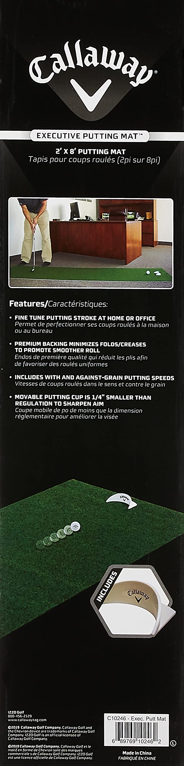 Callaway Golf Executive Indoor Putting Green Golf Mat & Golf Putting Training Aid, 2 X 8 Ft