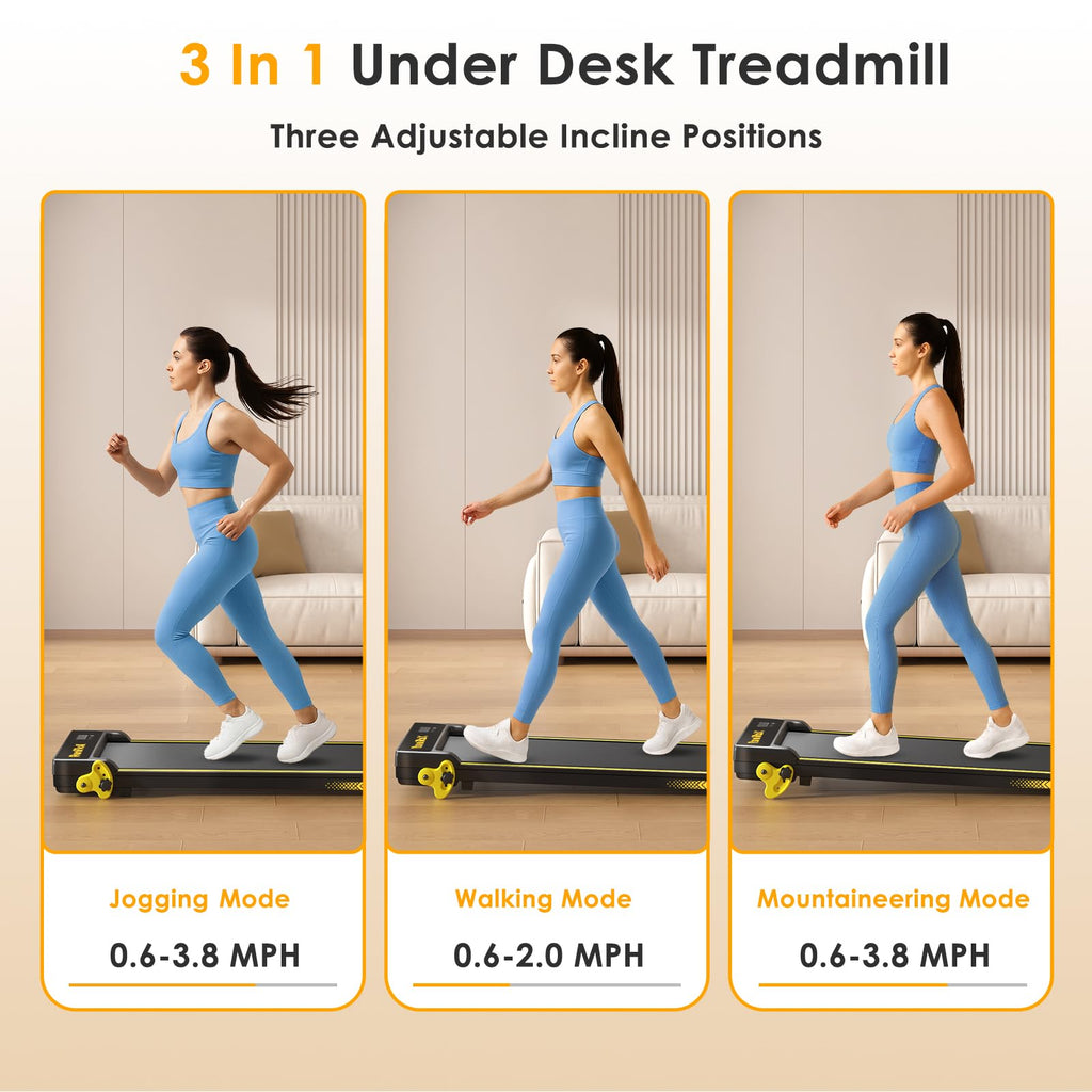 Runirox Walking Pad Treadmill With Incline, Under Desk Treadmills For Home Office, 3 In 1 Portable Treadmill With Remote Control