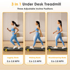 Runirox Walking Pad Treadmill With Incline, Under Desk Treadmills For Home Office, 3 In 1 Portable Treadmill With Remote Control