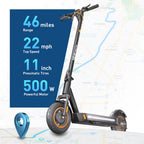 Hiboy MAX Pro Electric Scooter, 46.6 Mi Long Range, 22 MPH Power by 650W MAX Motor, 11 Pneumatic Tires, Split Hub Design, Dual