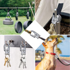 Ahiller 1.9 Carabiner Keychain Clip, Rugged Alloy Double Lock Design With 2 Small Key Rings - Multi Tool Outdoor Hooks, Camping