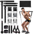 Pilates Bar Kit with Resistance Bands(4 x Bands),3-Section Pilates Bar with Stackable Bands Workout Equipment for Legs,Hip,Waist