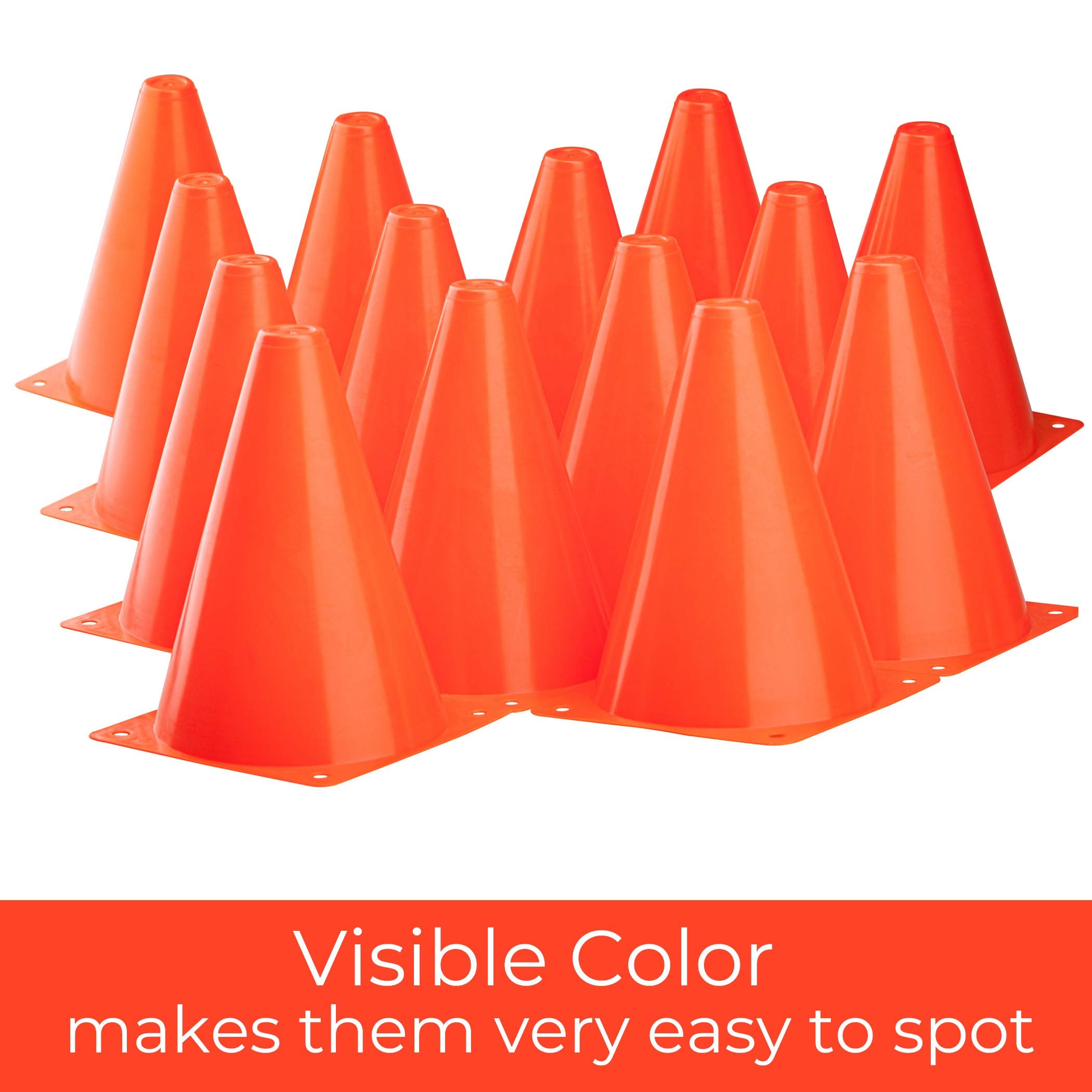 Cartman 7 Inch 24 Pack Sports Cones, Agility Field Marker Cones, Plastic Traffic Training Cones For Outdoor Activity & Festive E