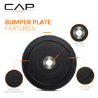 Cap Barbell Best Olympic Bumper Plate, Black, 45 Lb Single