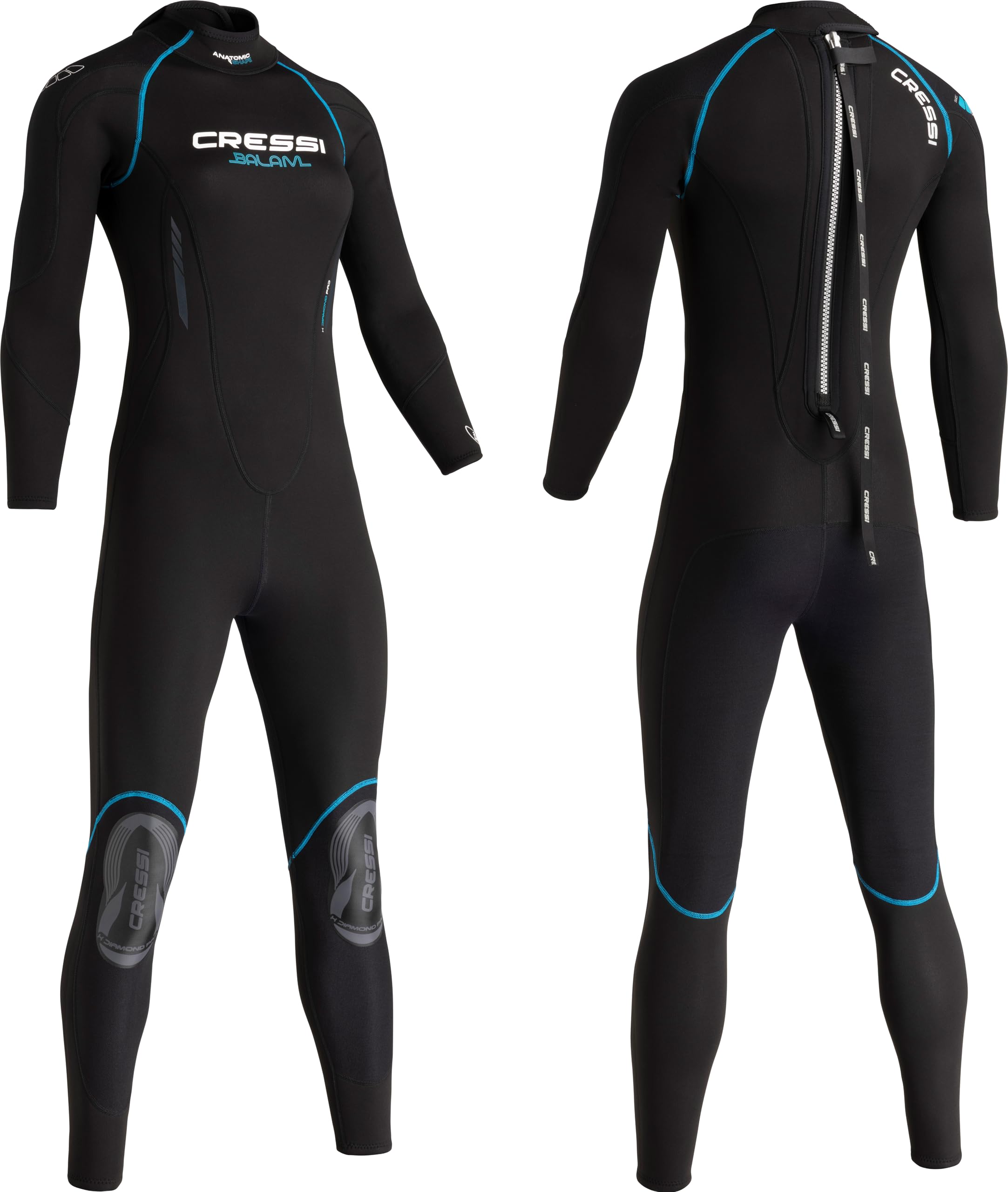 Cressi Balam 2.5 mm Lady Monopiece Wetsuits, Black/Turquoise, M