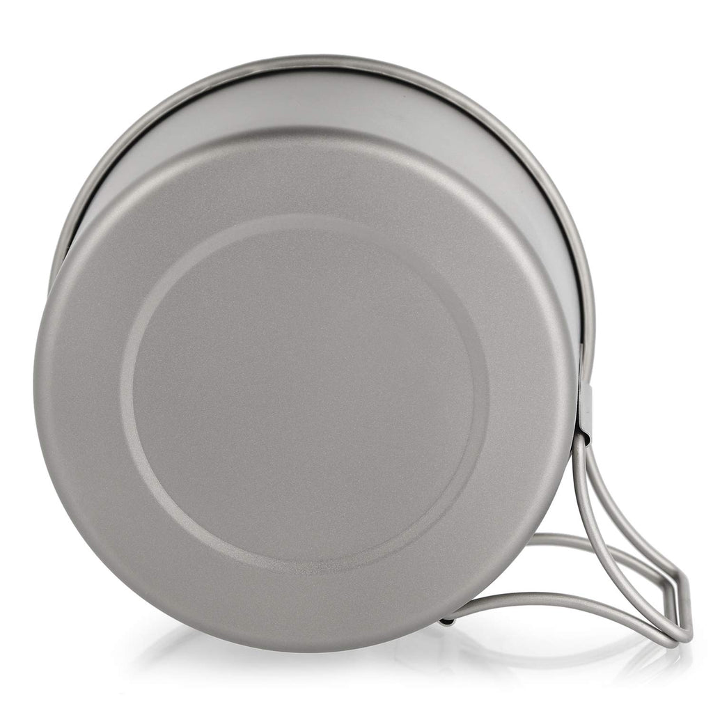 Lixada Titanium Bowl With Folding Handles Dinner Food Container For Outdoor Camping Hiking Backpacking
