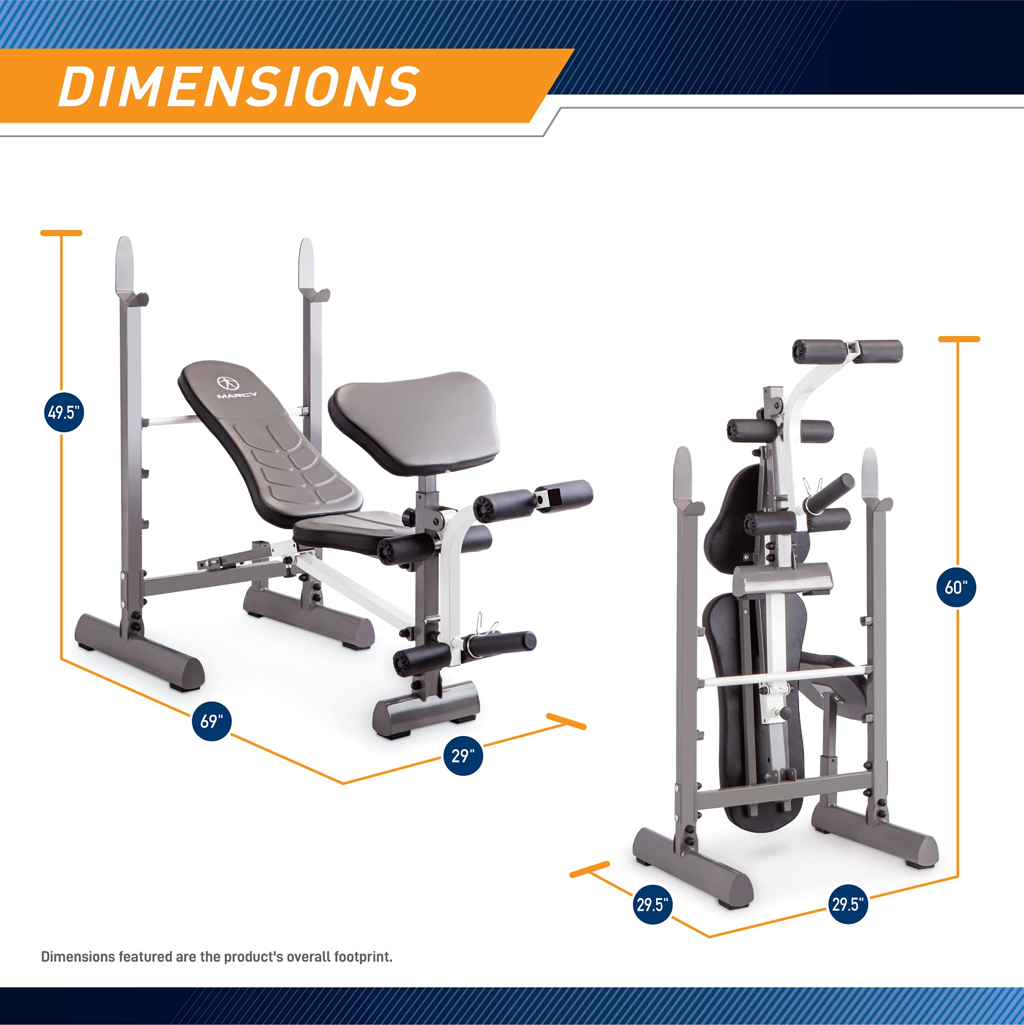 Marcy Folding Standard Weight Bench - Easy Storage MWB-20100, Incline