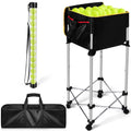 Deekin 2 Pcs Portable Ball Cart and Tennis Ball Pickup Collector Tennis Basket on Wheels with Storage Bag Tennis Ball Picker Upp