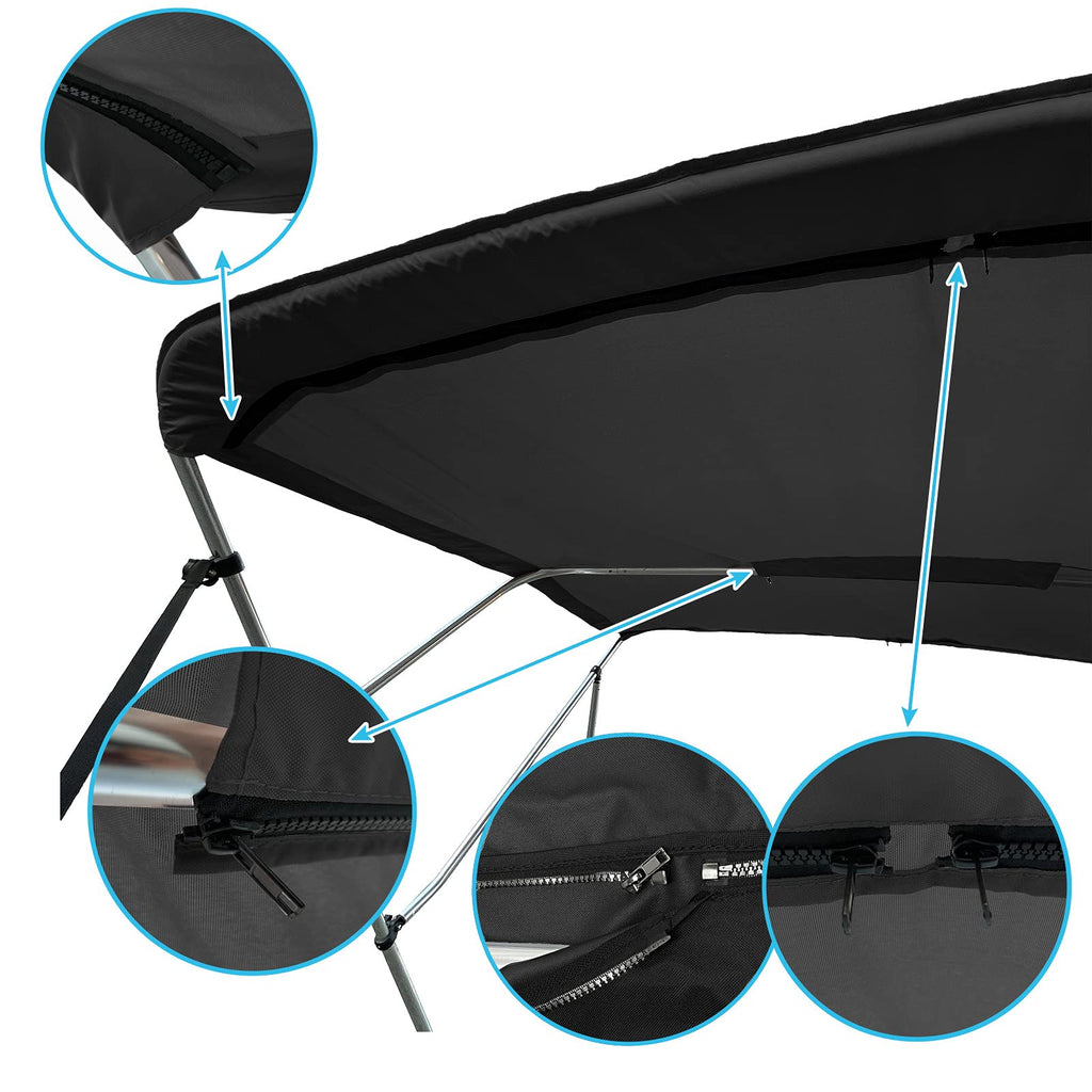 Savvycraft 4 Bow Bimini Replacement Top Canvas Cover4 Bow 96'' L 67''-72'' W Black Color