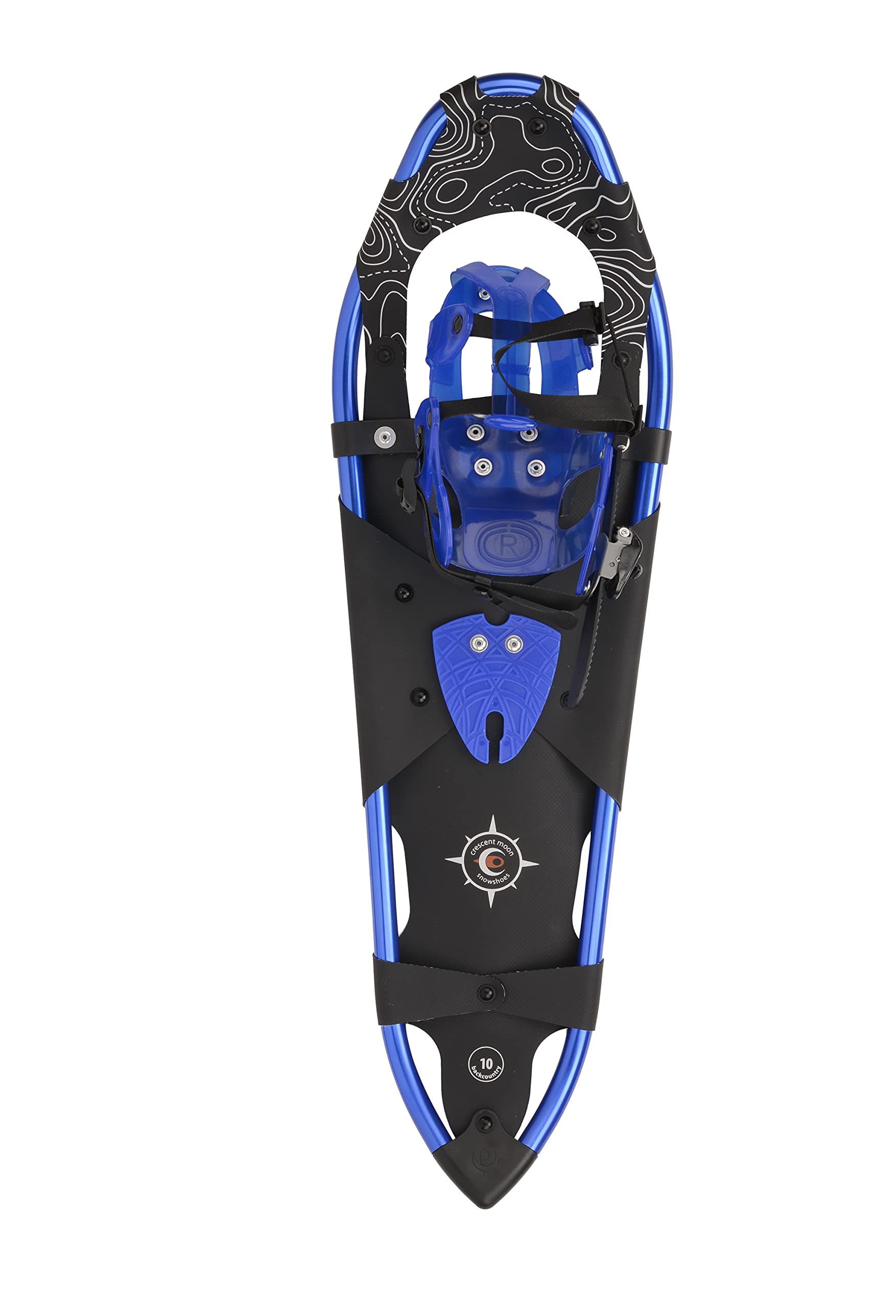 Crescent Moon Big Sky 32 Mens Backcountry Snowshoes with Single-Pull Binding and Integrated Heel Lift, Blue