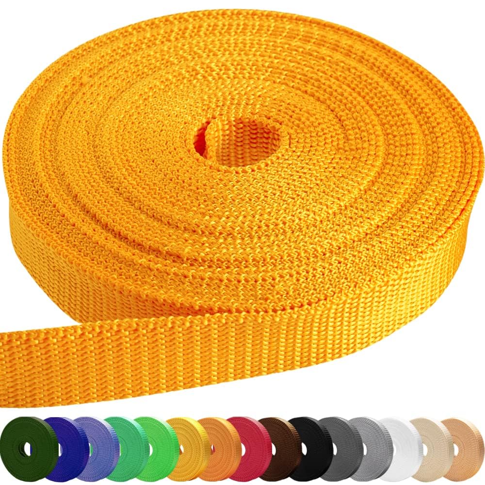Teceum 1 Inch Webbing - Orange Yellow - 25 Yards - 1    Webbing For Climbing Outdoors Indoors Crafting Diy