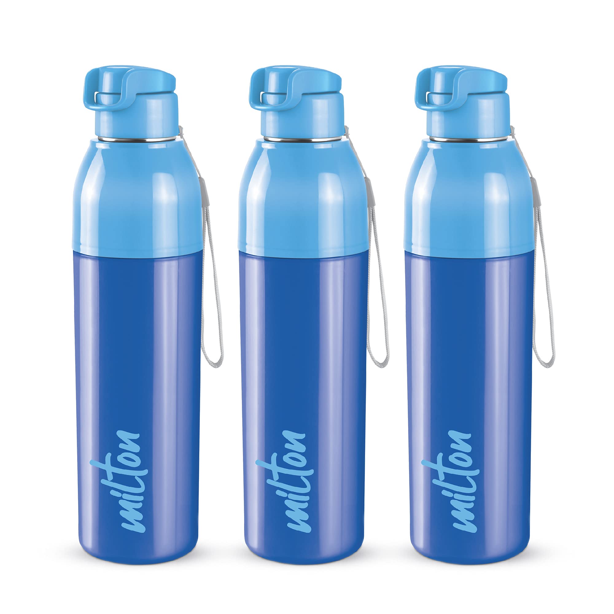 Milton Steel Convey 900 Insulated Inner Stainless Steel Water Bottle, Set Of 3, 630 Ml Each, Blue | Leak Proof | Bpa Free | Hot 