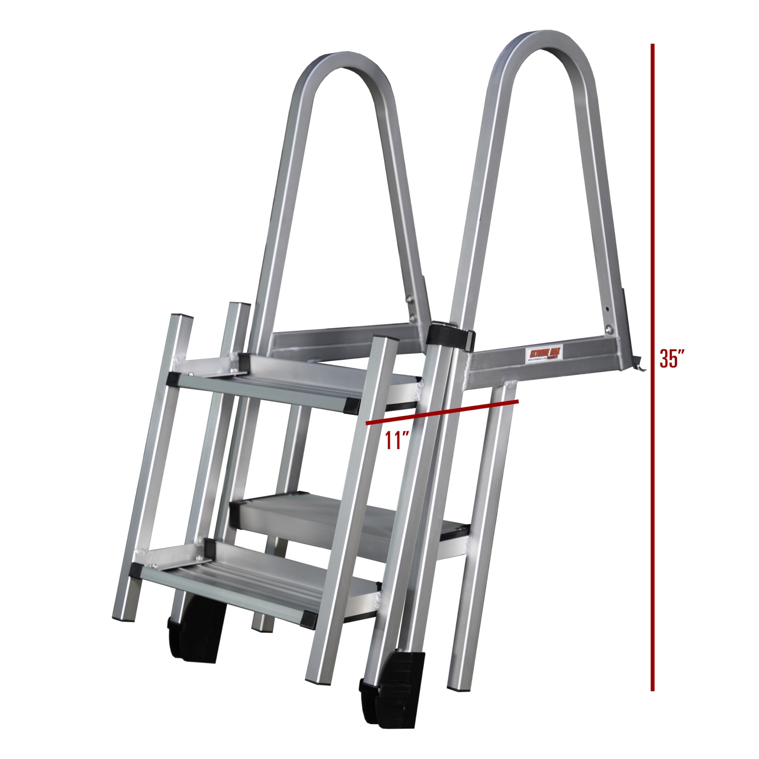 Extreme Max 3005.5284 Heavy-Duty Aluminum Pontoon & Dock Ladder with 15.75 Wide Fold-Up Steps - 3-Step, 300 lbs. Weight Capacity