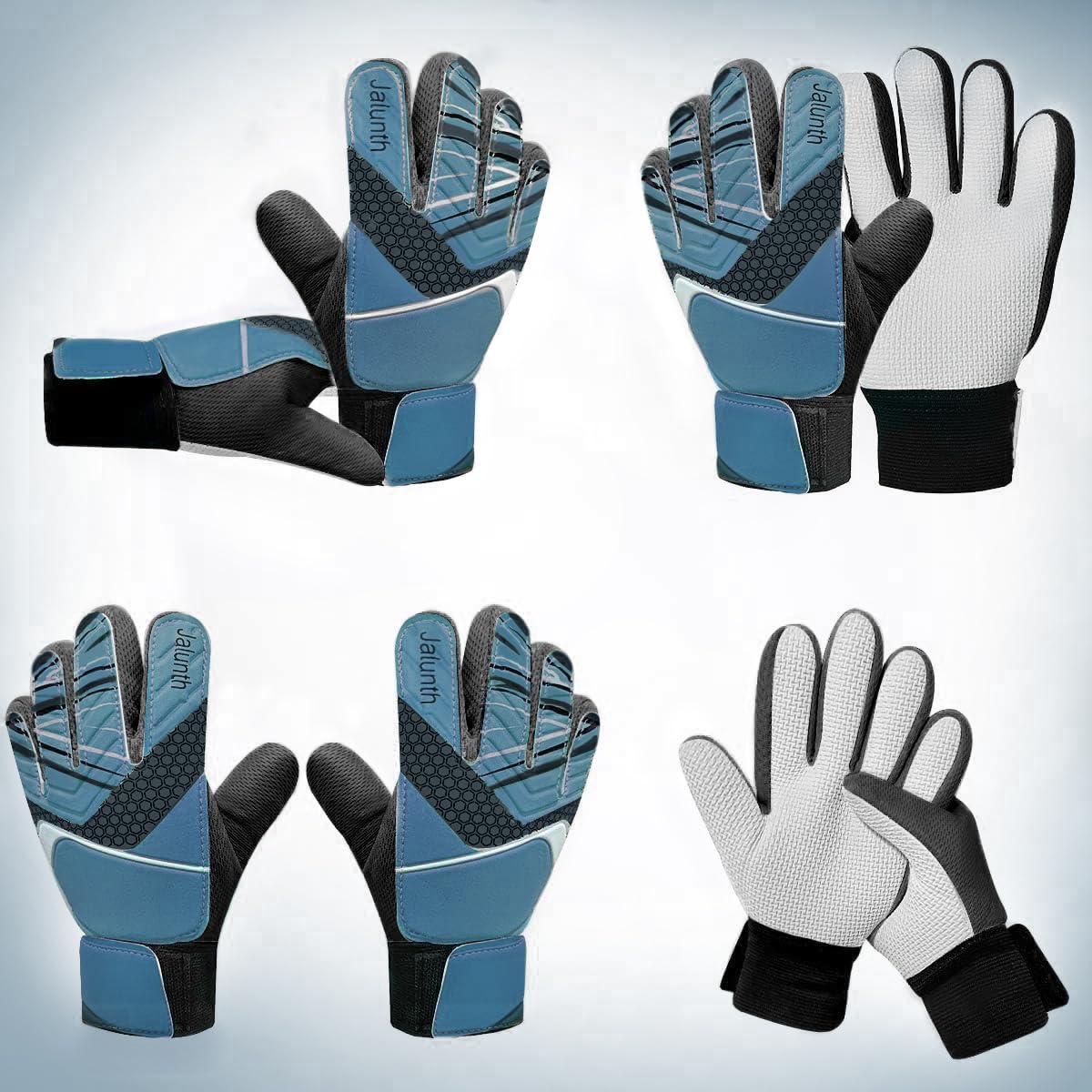 Jalunth Youth Soccer Goalkeeper Goalie Gloves Boys Girls Goal Keeper Field Player Glove Ages 11-13 Years Old Anti-Slip Latex Pal
