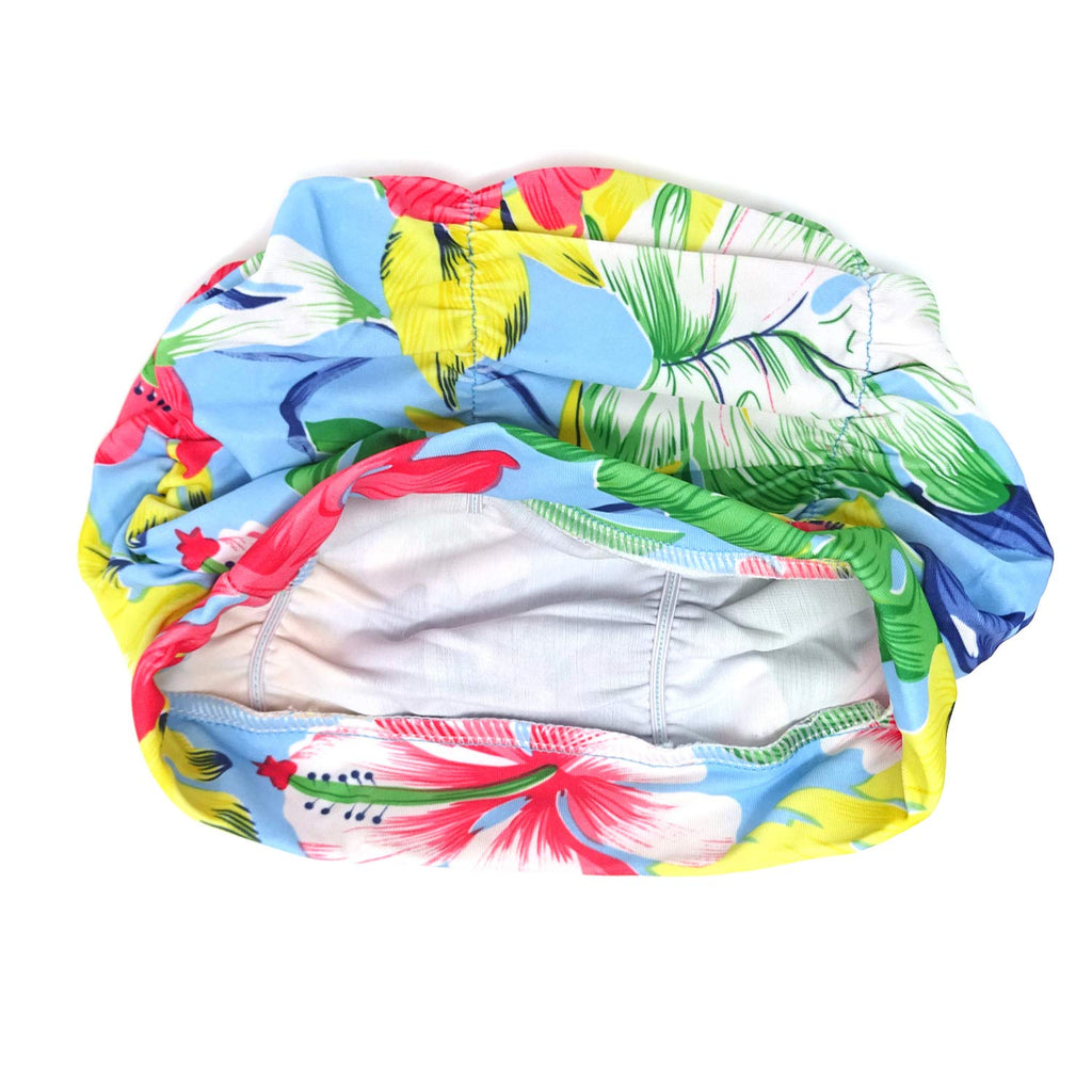 Honbay Pleated Swimming Cap Long Hair Swim Cap Bathing Cap, Non-Waterproof (Monstera)