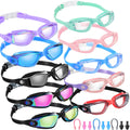 Konohan 10 Pack Swim Goggles for Kids Adults Anti Fog No Leak Silicone Swimming Goggles Glasses Ear Plugs Nose Clips for Pool(Li