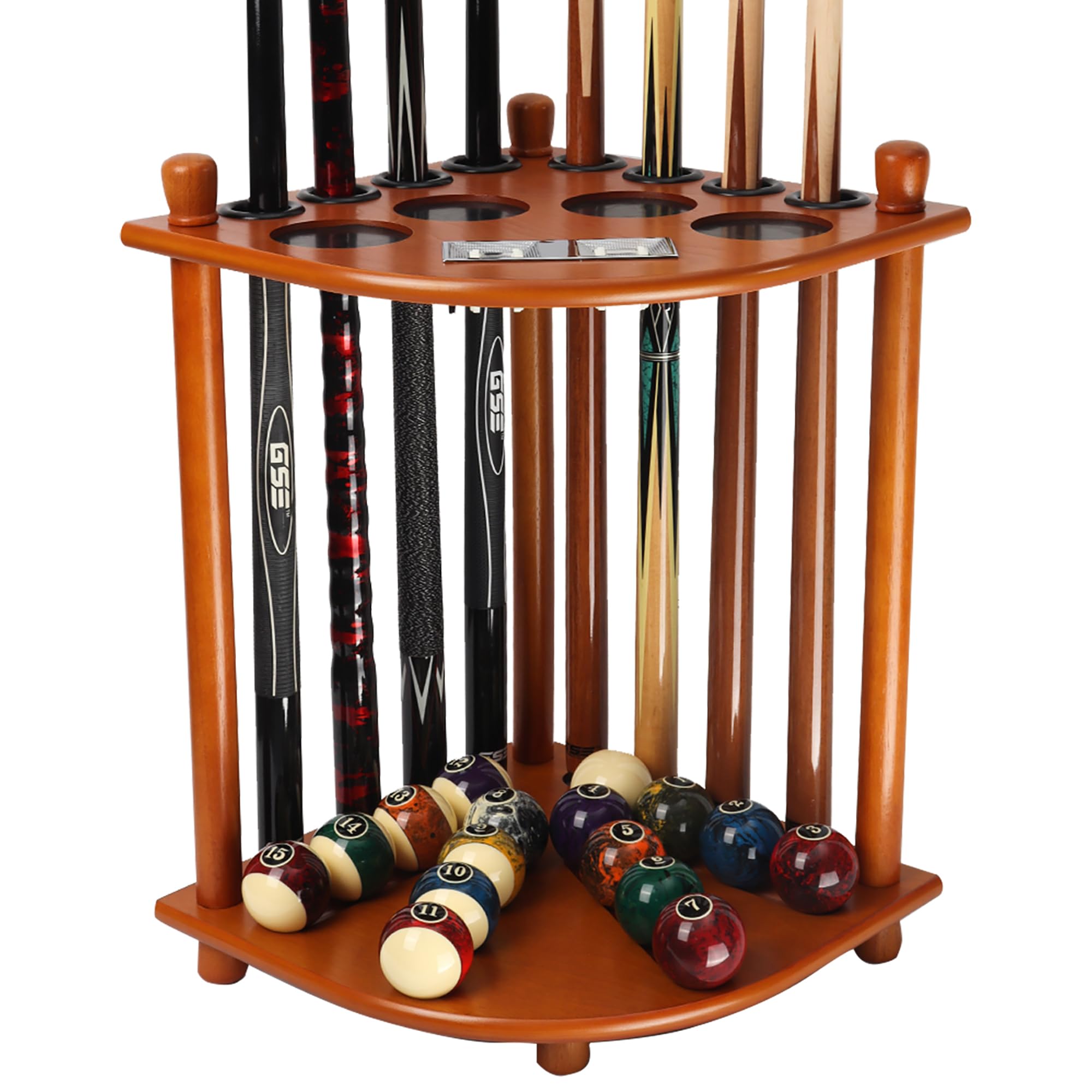 GSE Games & Sports Expert Billiards Pool Stick Holder Only, Corner-Style Floor Stand Billiard Cue Racks with Score Counters, Hol