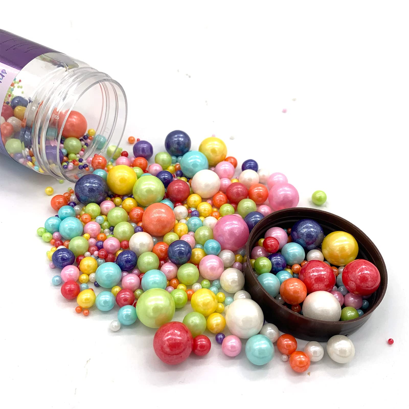 Weraru Edible Mixed Pearl Sugar Sprinkles Candy Mixing Size Baking Edible Cake Decorations Cupcake Toppers Cookie Decorating Cel