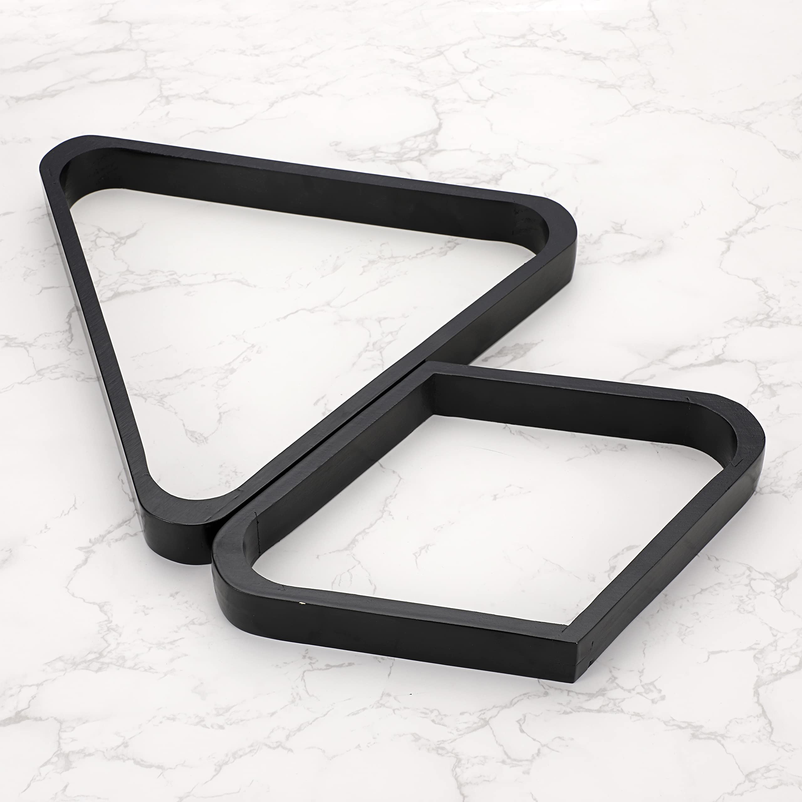 Ownmy Set Of 2 Black Wooden Billiard Ball Racks Set, Vintage Solid Wood Billiard 8-Ball Triangle Rack And 9-Ball Diamond Rack Ta