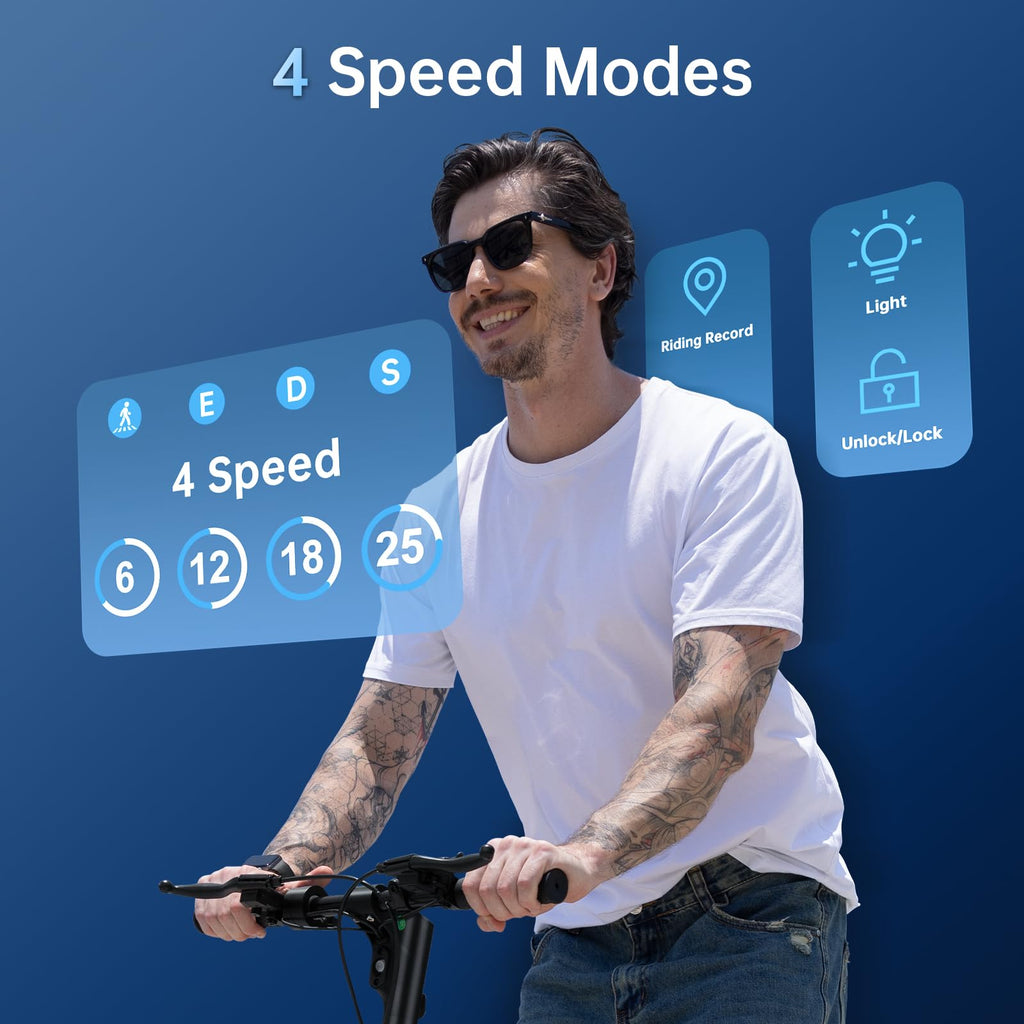 HopCycle Electric Scooter for Adults, 1000W Peak Motor, 25 MPH, 28 Miles Long Range, 9.3 Pneumatic Tires, Foldable Commuter E Sc