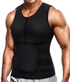 Wonderience Neoprene Sauna Suit For Men Waist Trainer Vest Zipper Body Shaper With Adjustable Belt Tank Top (Black, Medium)