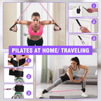 Pilates Bar Kit with Resistance Bands, Upgraded 3-Section with Stackable Bands Workout Equipment for Legs,Hip,Waist and Arm Full