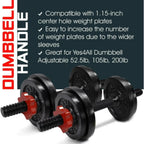 Yes4All Adjustable Dumbbell Bar 115 Inch Dumbbell Handles, D Blackred Handle