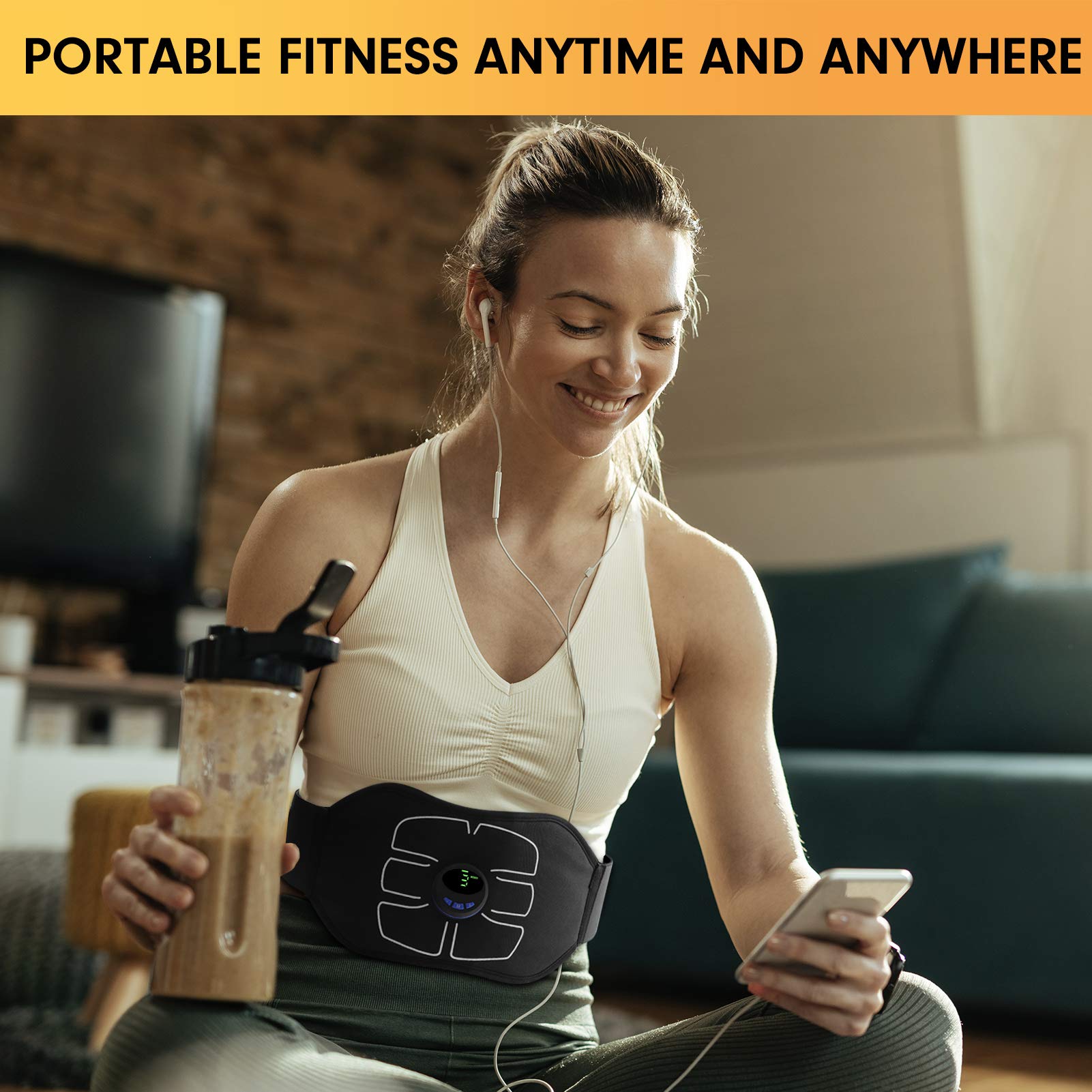 Marcooltrip Mz Abs Stimulator,Ab Machine,Abdominal Toning Belt Workout Portable Ab Stimulator Home Office Fitness Workout Equipm