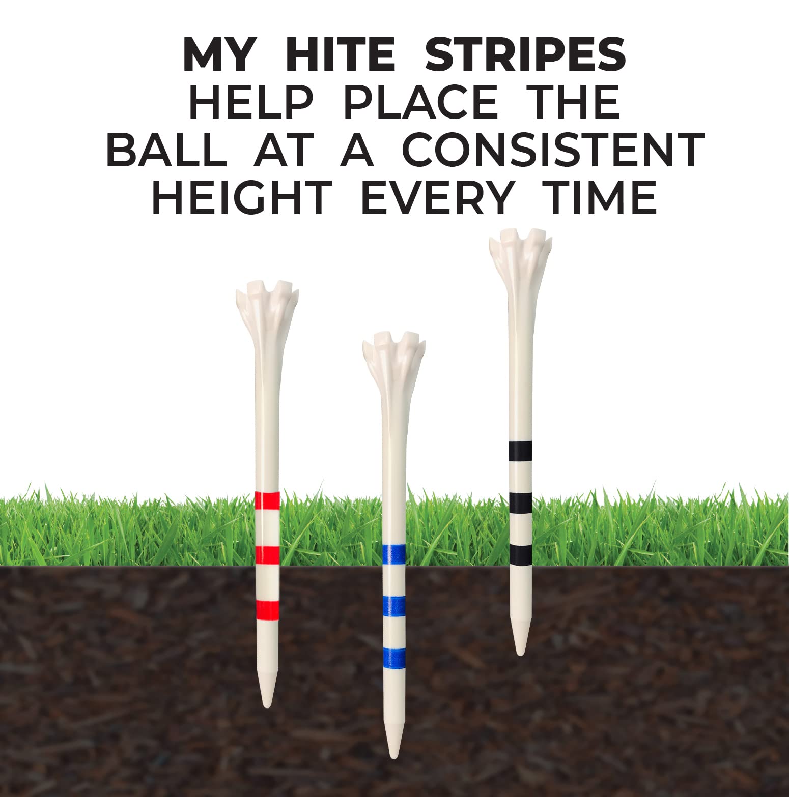 Champ 86509 Zarma Flytee My Hite 2-3/4'' 30 Count White With Black Stripes Golf Tees