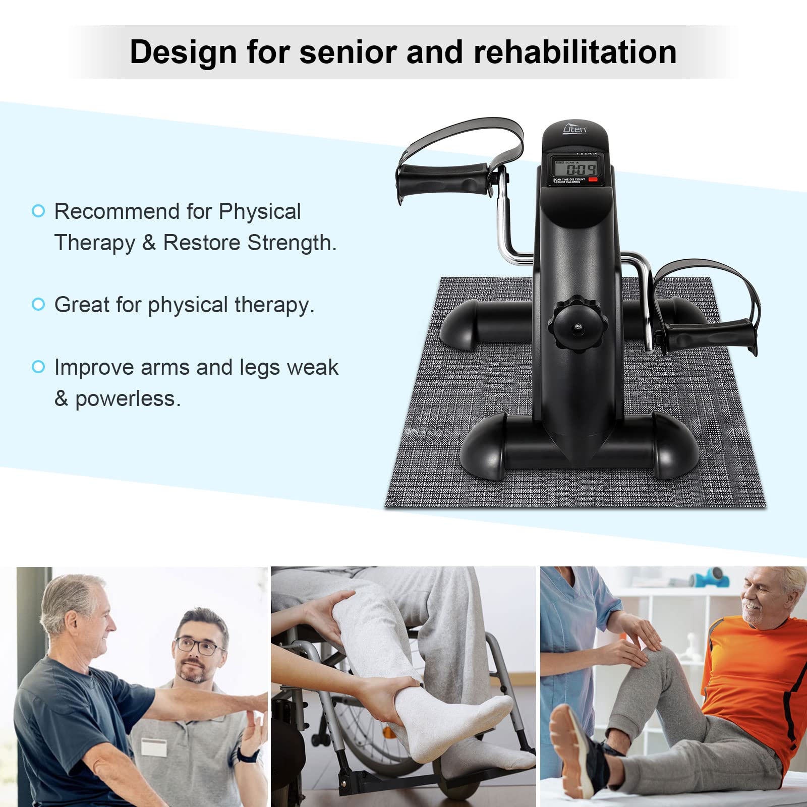 Uten Mini Exercise Bike, Under Desk Bike Pedal Exerciser, Under Desk Bike, Arm & Leg Peddler Machine With Lcd Screen Displays, P