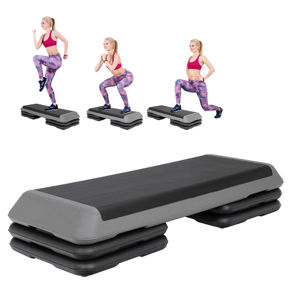 Homgarden 43'' Adjustable Aerobic Stepper Workout Step W/ 4 Risers Fitness & Exercise Platform Trainer Stepper