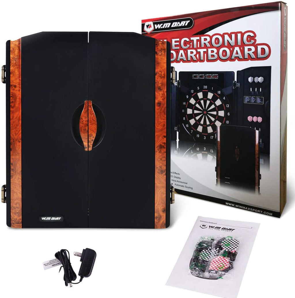 Electronic Soft Tip Dartboard Set With Cabinet, 12 Darts Led Display (X-Classic Darts)