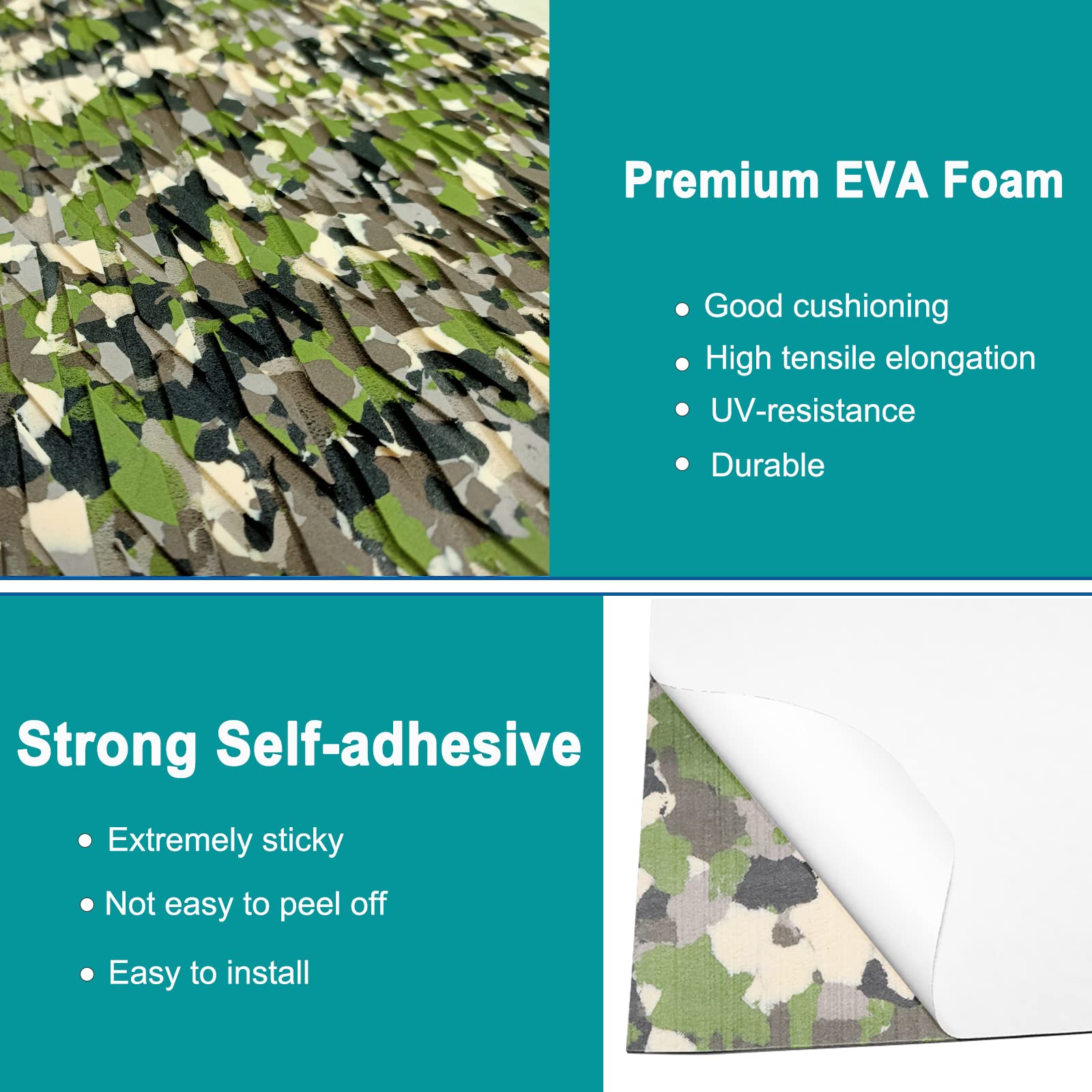 Hjdeck Boat Flooring Eva Foam Boat Decking Self Adhesive Camo Non Slip Deck Grip Pad Marine Carpet For Yacht, Kayak Decking, Sur
