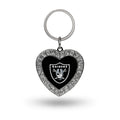 Rico Industries Nfl Oakland Raiders Metal Rhinestone Heart Keychain , 1.38 X 3''