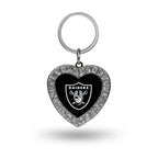 Rico Industries Nfl Oakland Raiders Metal Rhinestone Heart Keychain , 1.38 X 3''