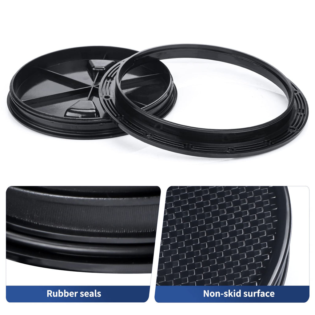 Smartmarine Marine Access Hatch Black Round Non Slip Boat Inspection Hatch 8 Inch(4'' 6'' 8'')